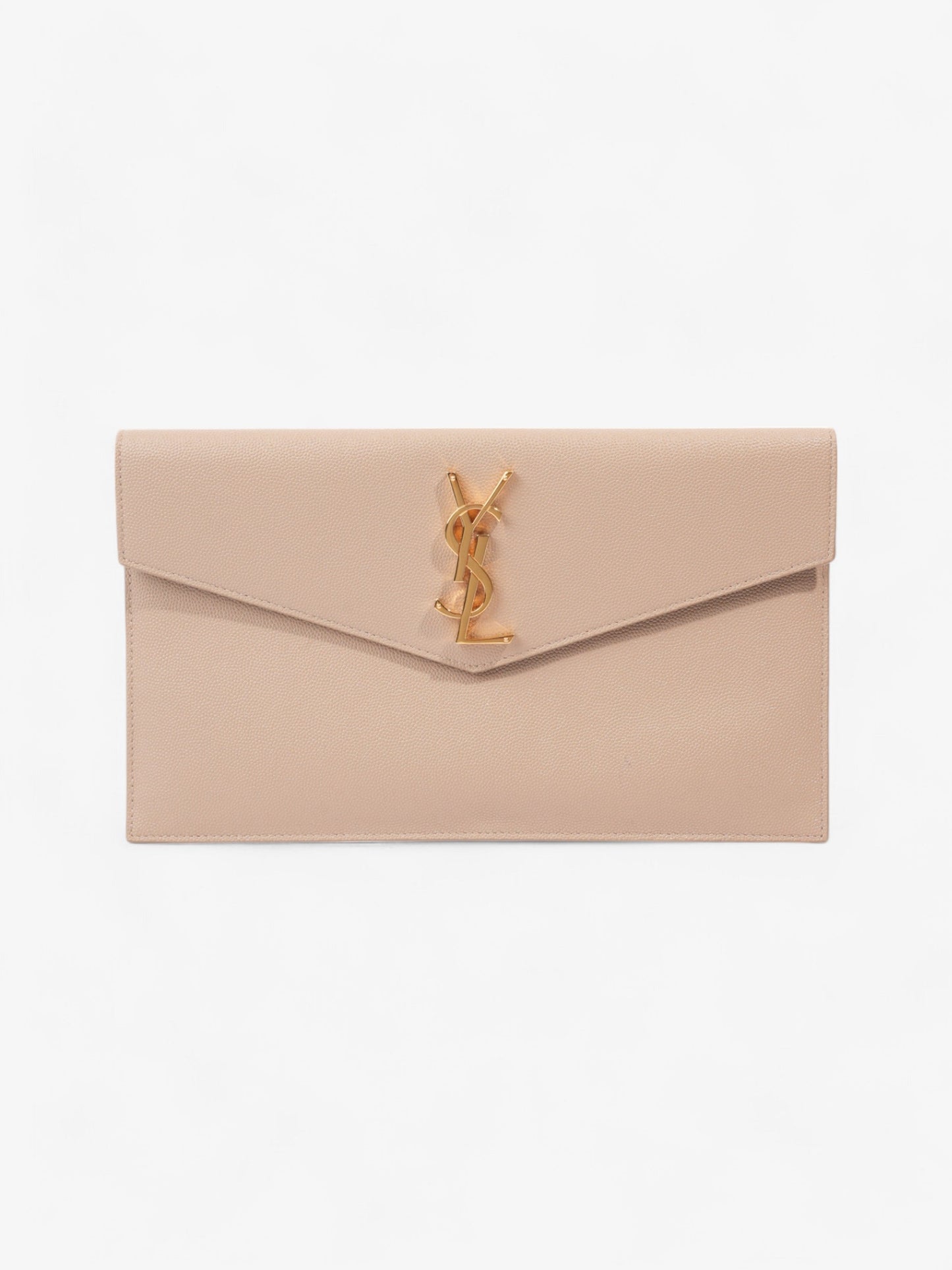 Saint Laurent Uptown Clutch Dark Beige Grained Leather
