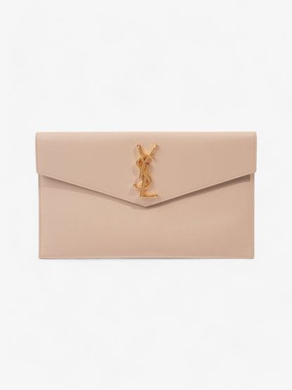 Saint Laurent Uptown Clutch Dark Beige Grained Leather