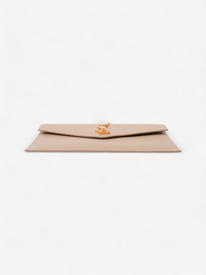 Saint Laurent Uptown Clutch Dark Beige Grained Leather