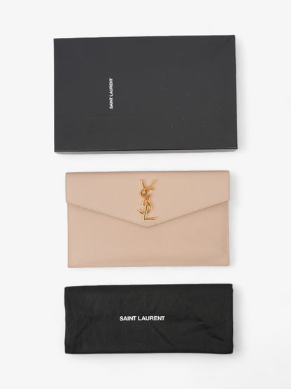 Saint Laurent Uptown Clutch Dark Beige Grained Leather