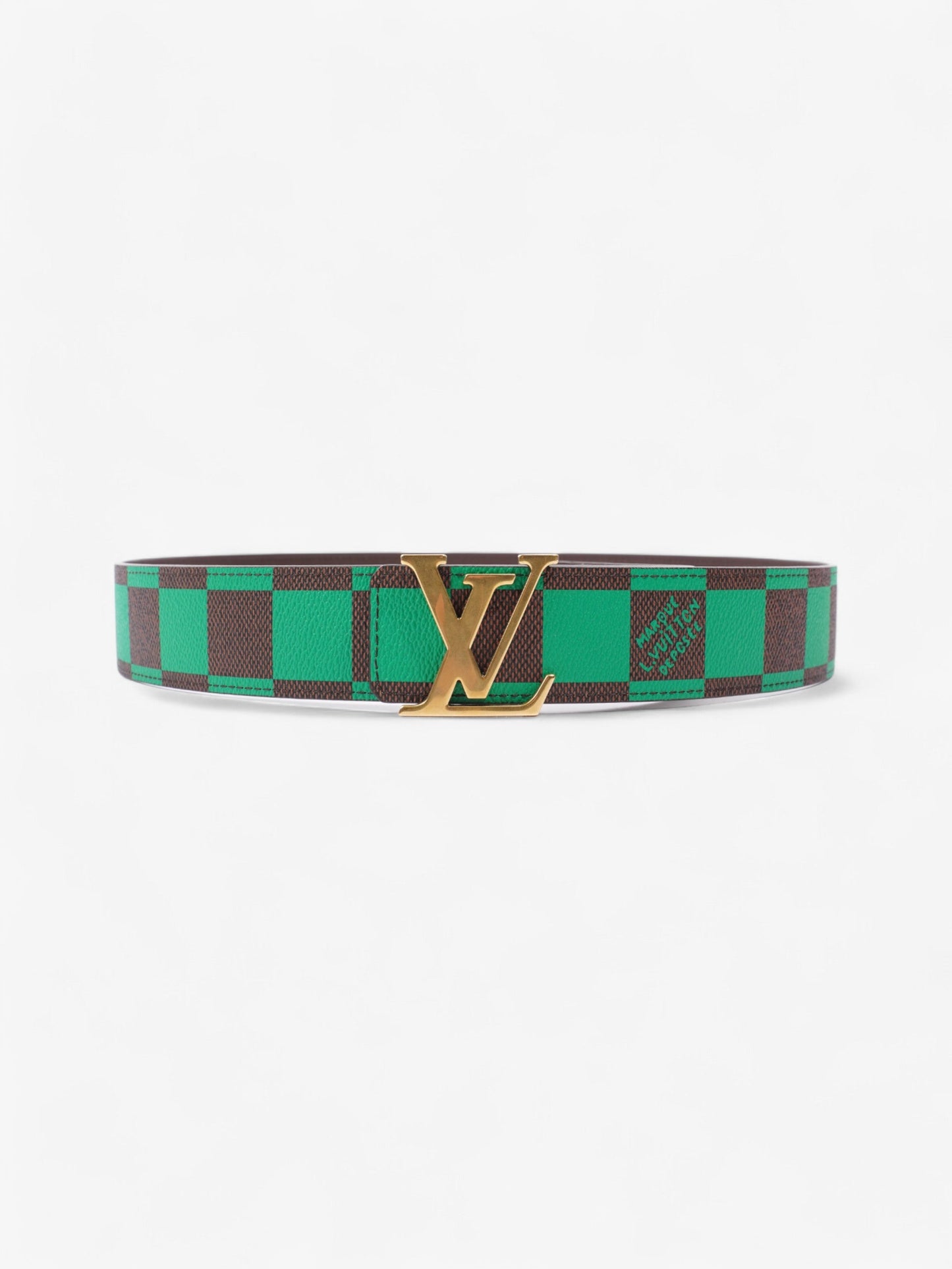 Louis Vuitton LV Initiales Reversible Belt Damier Ebene / Green / Gold Coated Canvas 95cm / 38"