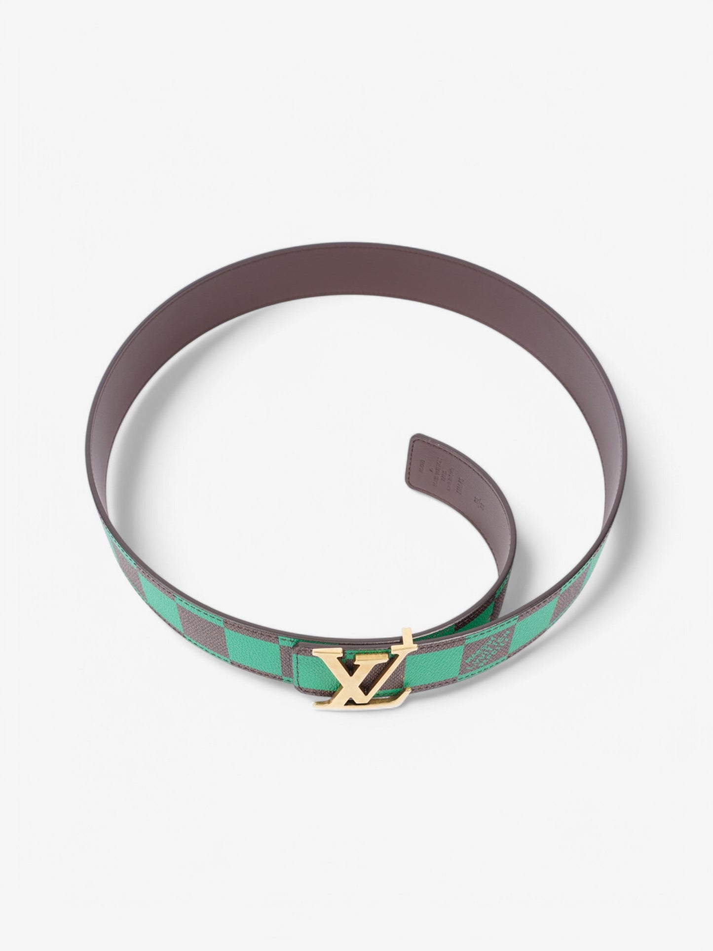 Louis Vuitton LV Initiales Reversible Belt Damier Ebene / Green / Gold Coated Canvas 95cm / 38"