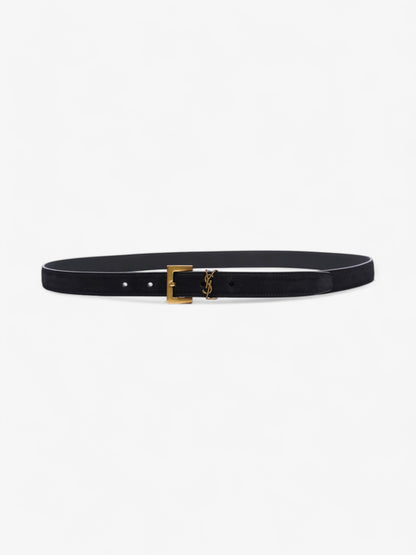 Saint Laurent Logo Belt Black Suede 90cm 32"