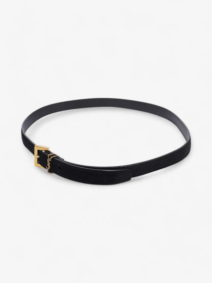 Saint Laurent Logo Belt Black Suede 90cm 32"