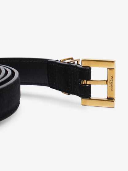 Saint Laurent Logo Belt Black Suede 90cm 32"