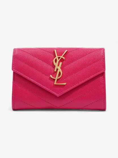 Saint Laurent Monogram Envelope Wallet Bubblegum Pink Calfskin Leather Small
