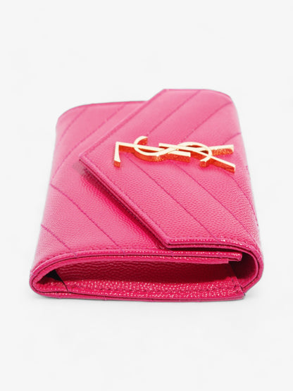Saint Laurent Monogram Envelope Wallet Bubblegum Pink Calfskin Leather Small