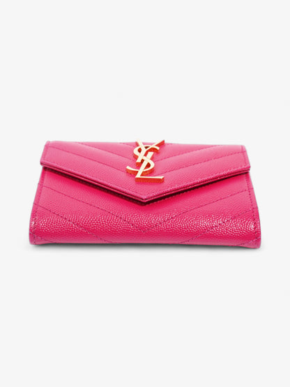 Saint Laurent Monogram Envelope Wallet Bubblegum Pink Calfskin Leather Small