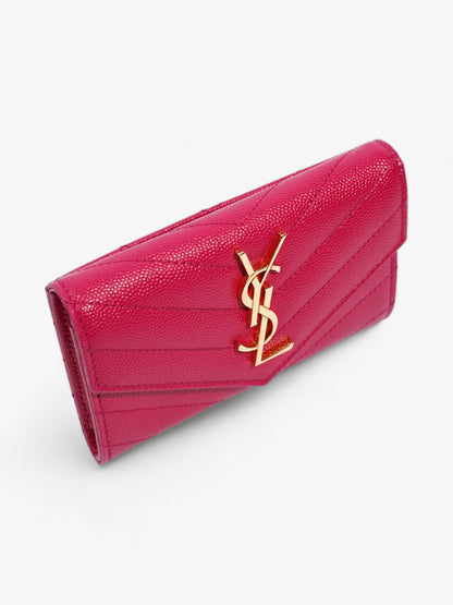 Saint Laurent Monogram Envelope Wallet Bubblegum Pink Calfskin Leather Small