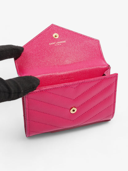 Saint Laurent Monogram Envelope Wallet Bubblegum Pink Calfskin Leather Small