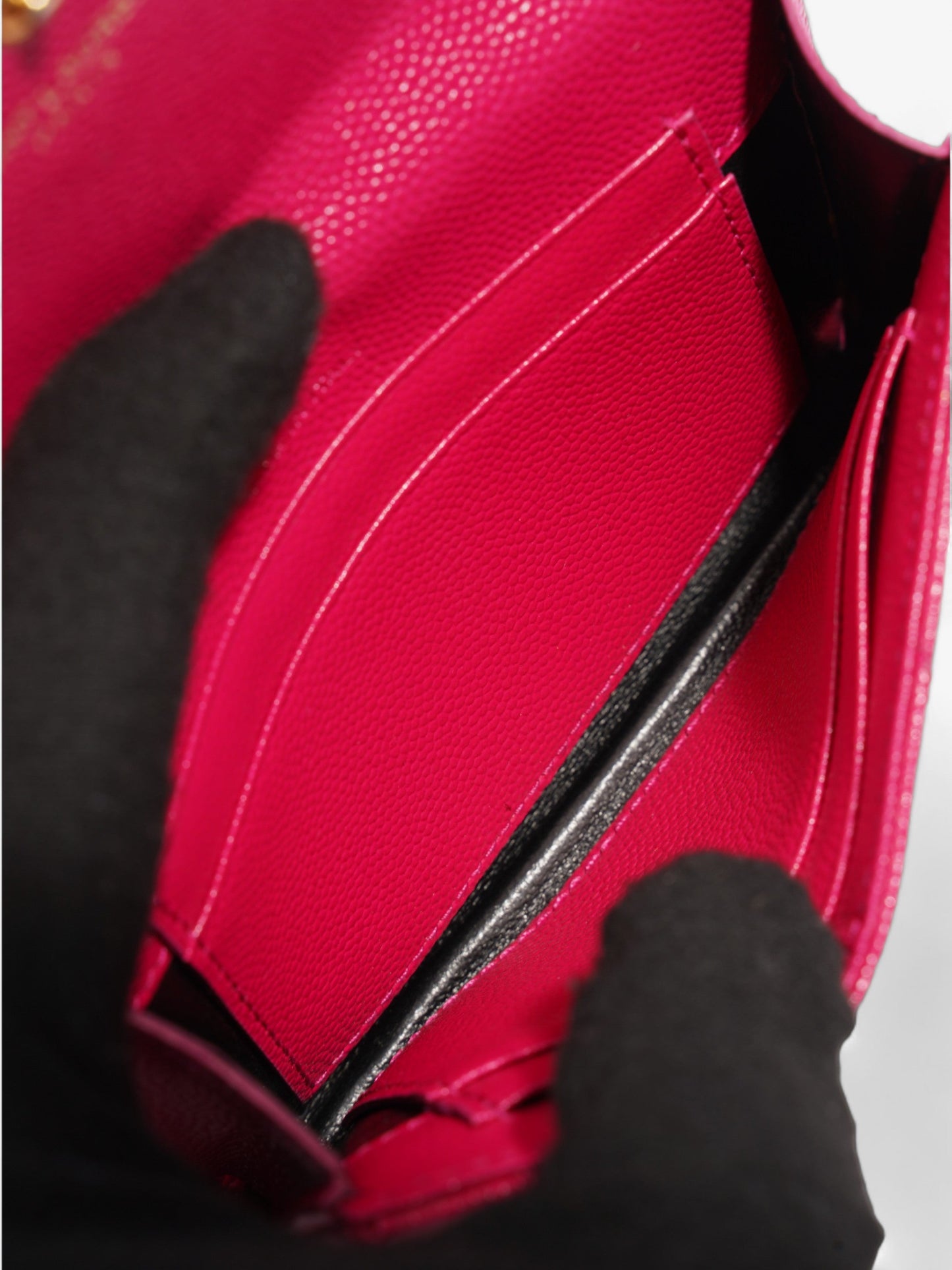 Saint Laurent Monogram Envelope Wallet Bubblegum Pink Calfskin Leather Small