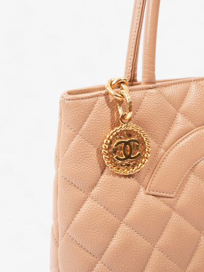 Chanel Medallion Tote Beige Caviar Leather
