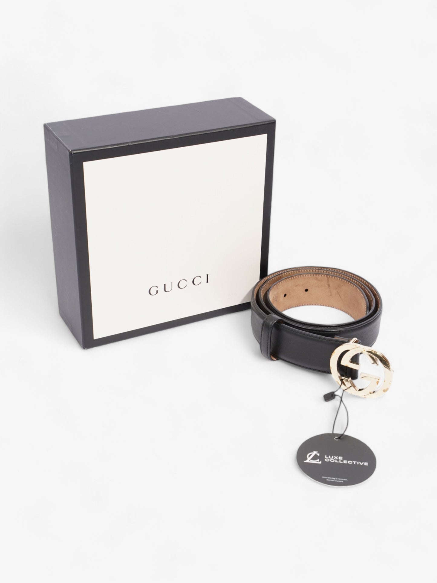 Gucci Interlocking G Belt Black / Gold Leather 85cm / 34"