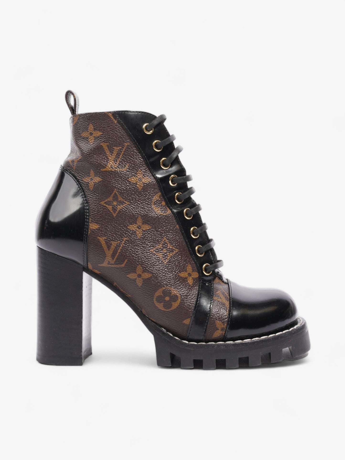 Louis Vuitton Star Trail Ankle Boots 90 Black / Brown Monogram Leather EU 38 UK 5