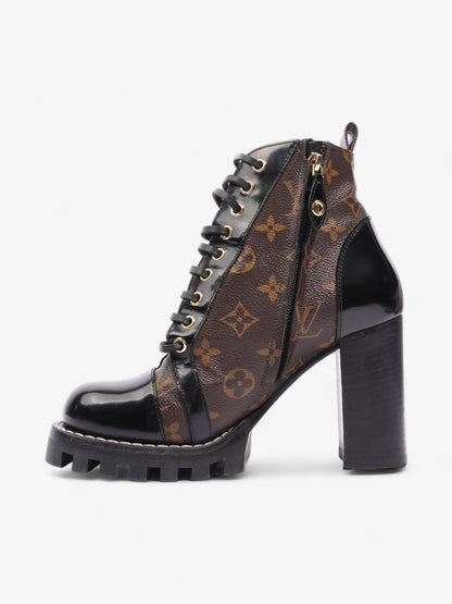 Louis Vuitton Star Trail Ankle Boots 90 Black / Brown Monogram Leather EU 38 UK 5