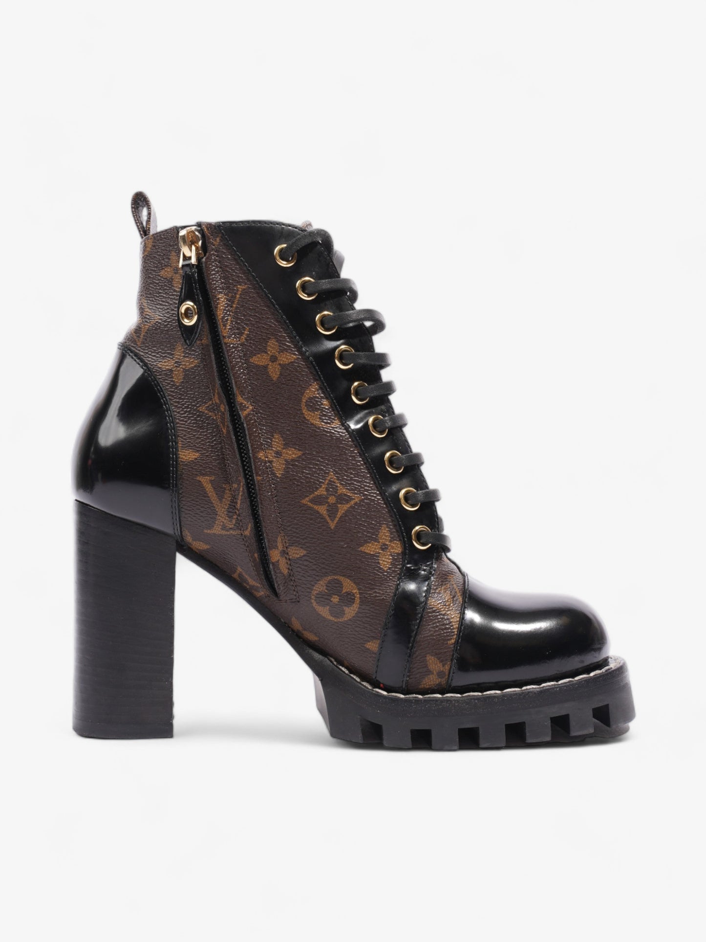 Louis Vuitton Star Trail Ankle Boots 90 Black / Brown Monogram Leather EU 38 UK 5