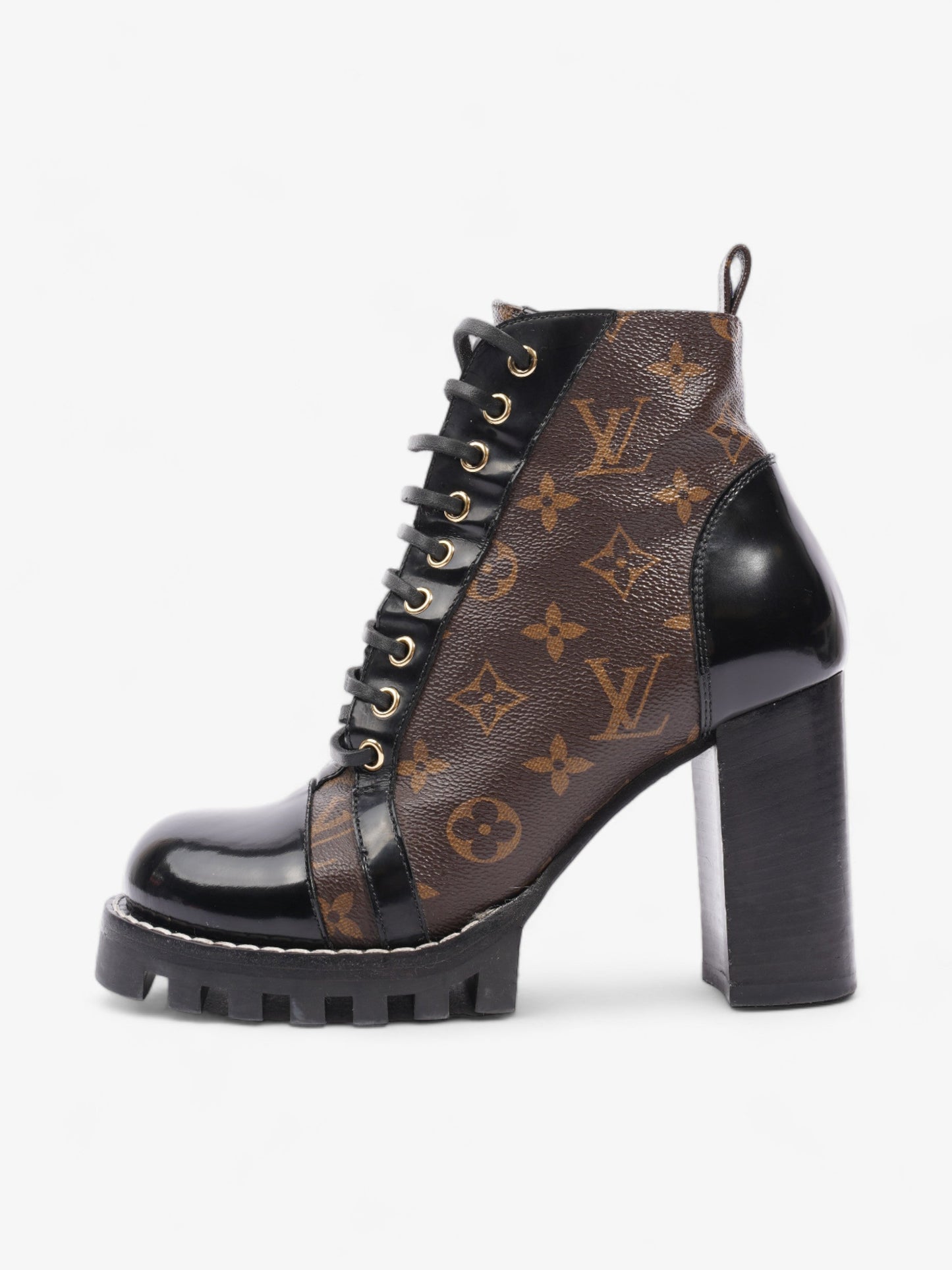 Louis Vuitton Star Trail Ankle Boots 90 Black / Brown Monogram Leather EU 38 UK 5