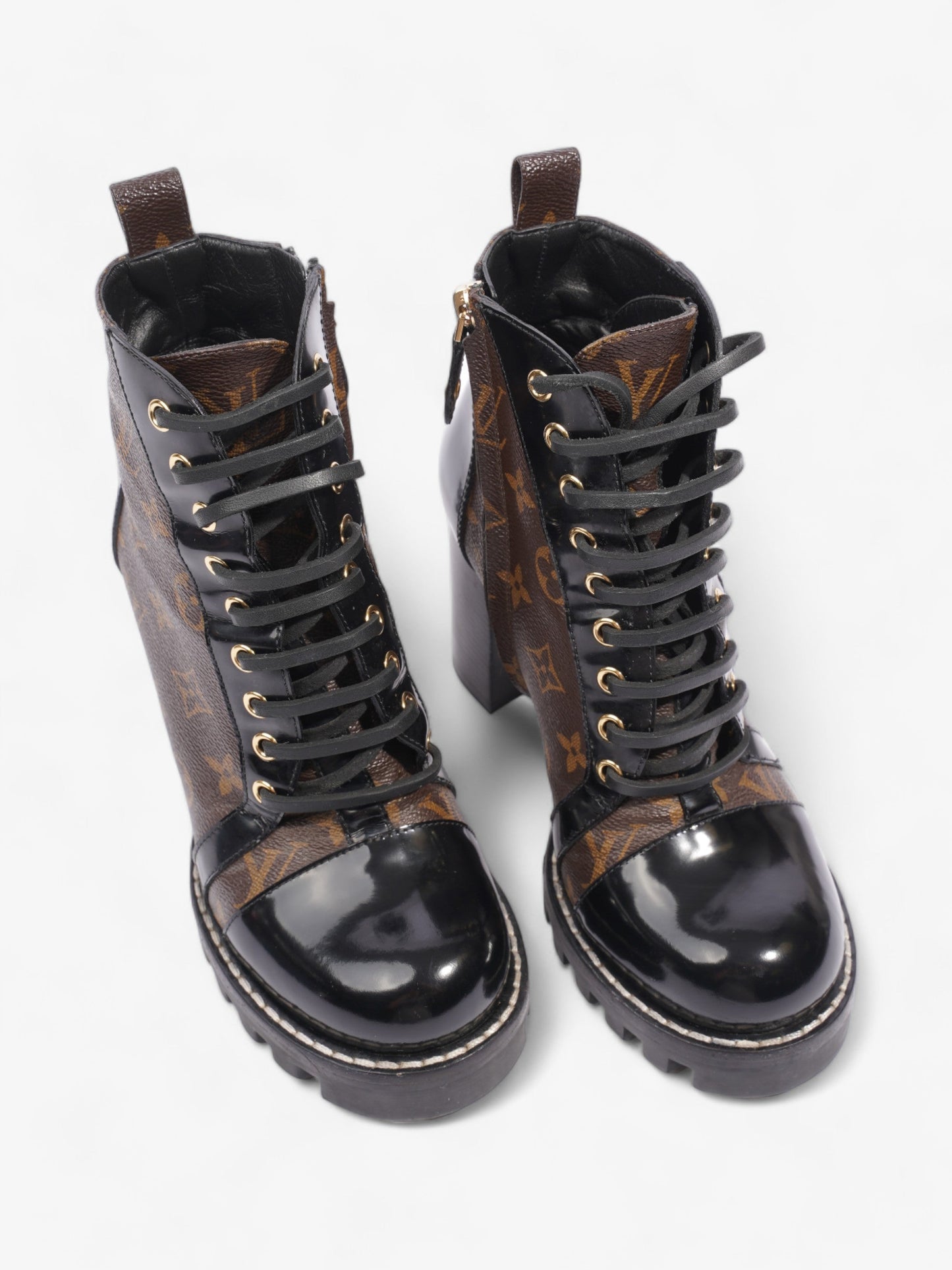 Louis Vuitton Star Trail Ankle Boots 90 Black / Brown Monogram Leather EU 38 UK 5