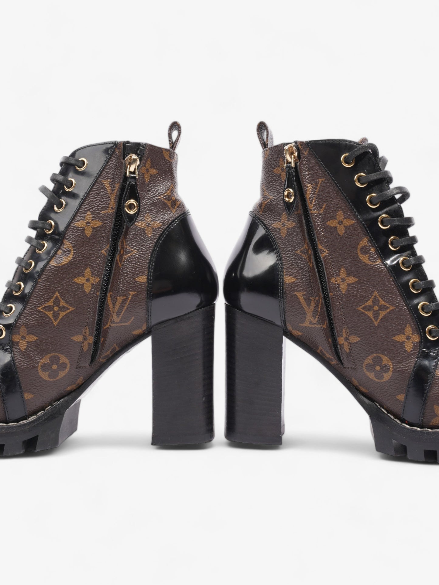 Louis Vuitton Star Trail Ankle Boots 90 Black / Brown Monogram Leather EU 38 UK 5