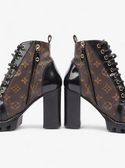 Louis Vuitton Star Trail Ankle Boots 90 Black / Brown Monogram Leather EU 38 UK 5
