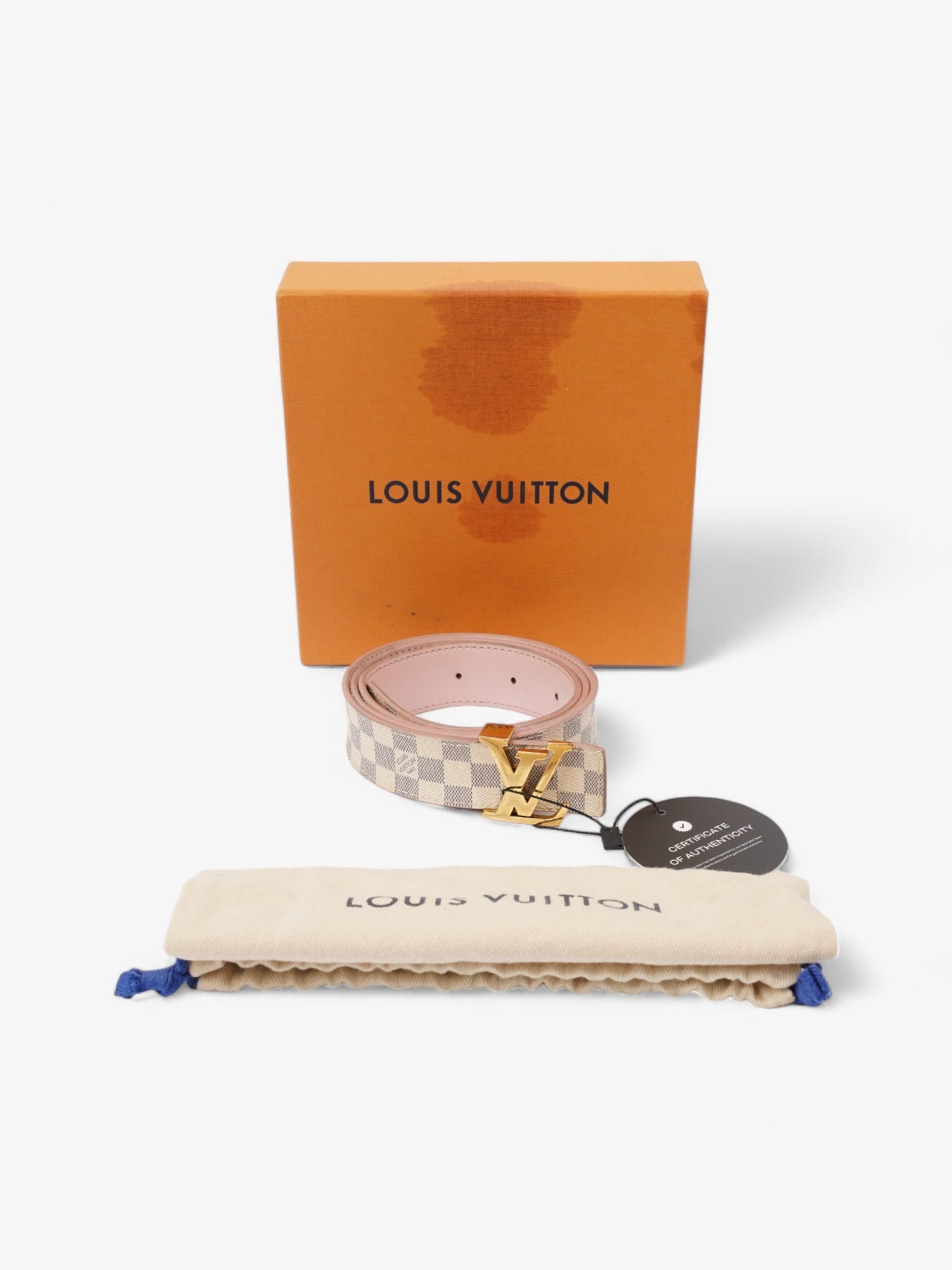 Louis Vuitton LV Iconic Reversible Belt Damier Azur / Rose Ballerine Coated Canvas 80cm / 32"