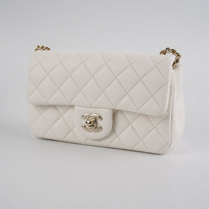 Chanel Mini Rectangular Pearl Crush Lambskin White