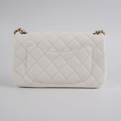 Chanel Mini Rectangular Pearl Crush Lambskin White