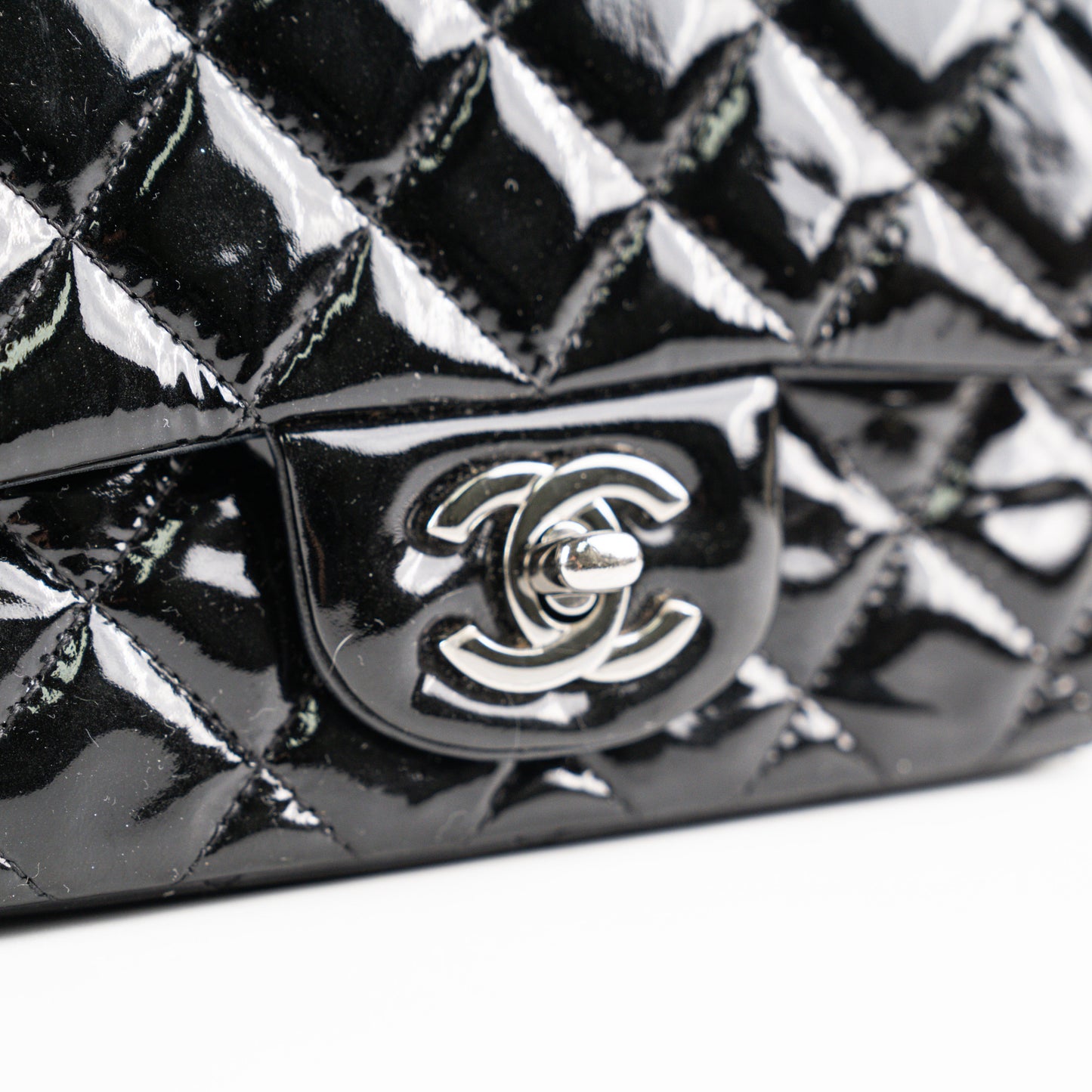 Chanel Mini Square Flap Patent Black Bag