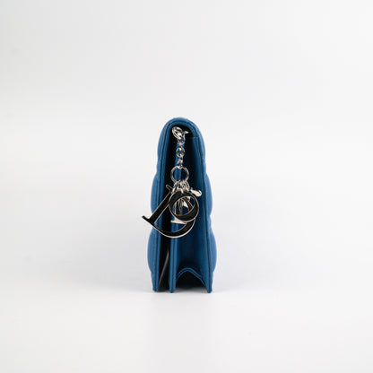 Christian Dior Cannage Lambskin Blue Clutch