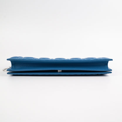 Christian Dior Cannage Lambskin Blue Clutch
