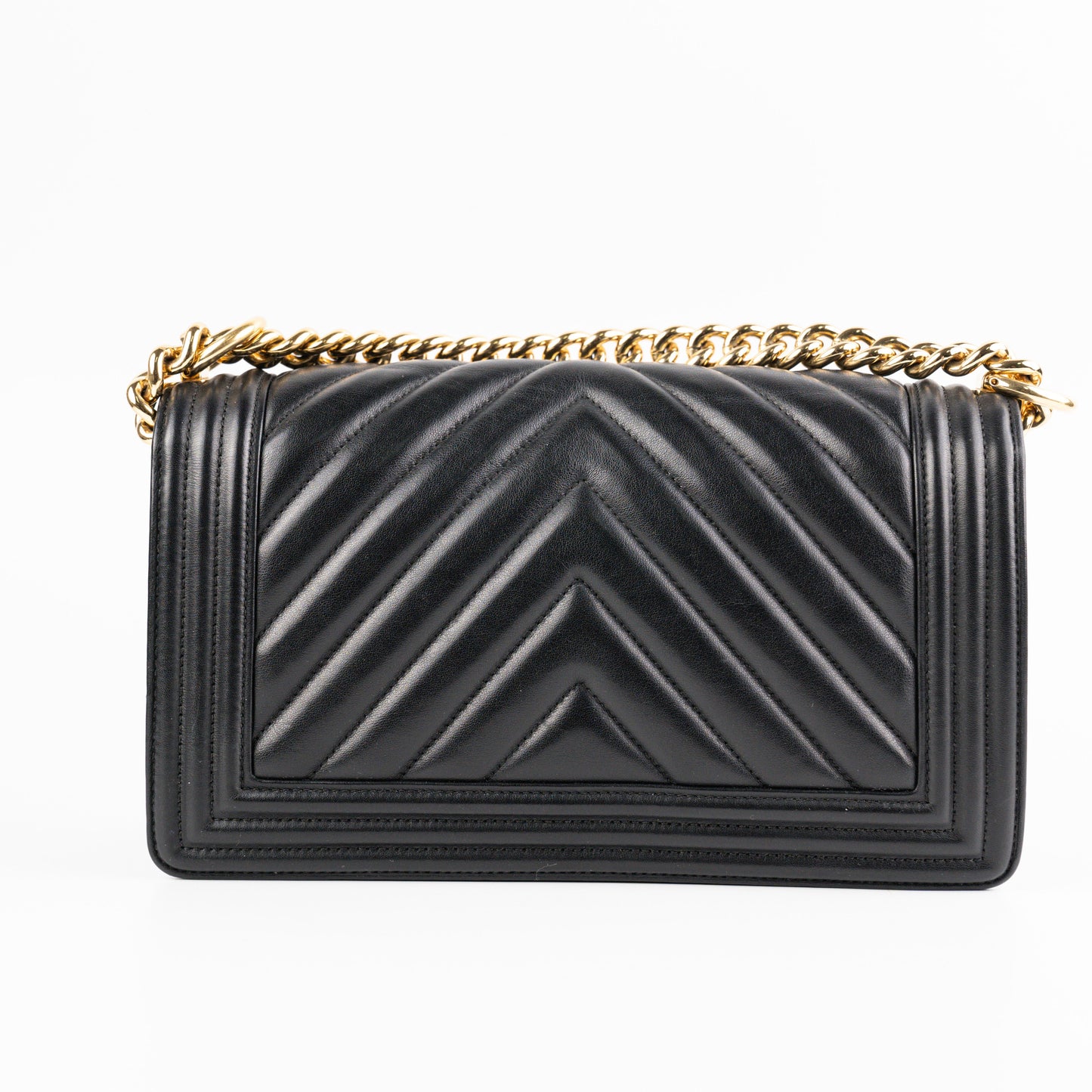 Chanel Old Medium Boy Chevron Black