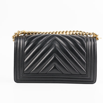 Chanel Old Medium Boy Chevron Black