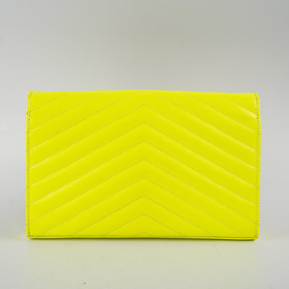 Saint Laurent Wallet On Chain Neon Yellow