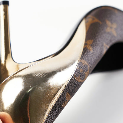 Louis Vuitton Heels Monogram/Gold Size 35