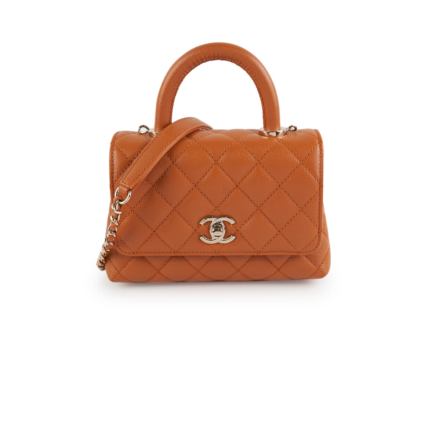 Chanel Mini Coco Handle Caviar Caramel