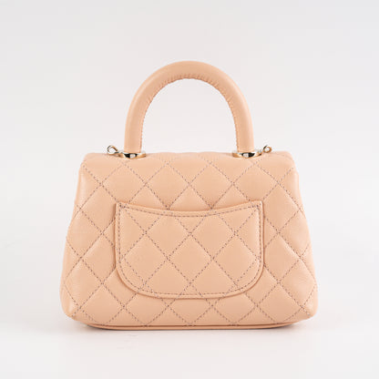 Chanel Mini Coco Handle Peach Caviar Top Handle