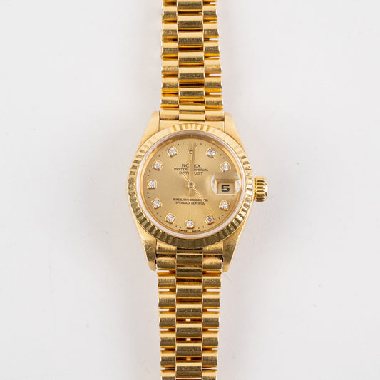 Rolex Datejust Gold 26mm Solid Yellow Gold Diamonds Watch
