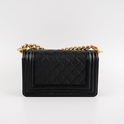 Chanel Caviar Small Black Boy Gold Hardware