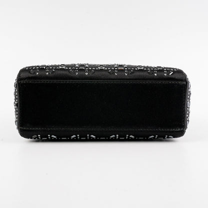 Christian Dior Mini Lady Dior Strass Satin Bag Black