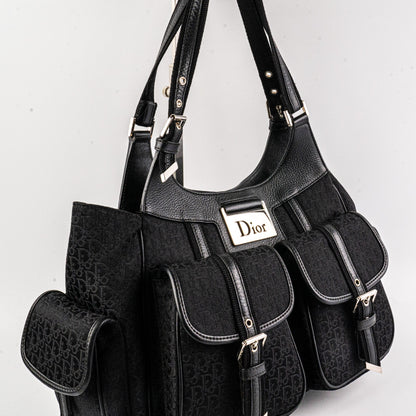 Christian Dior Canvas Shoulder Bag Black