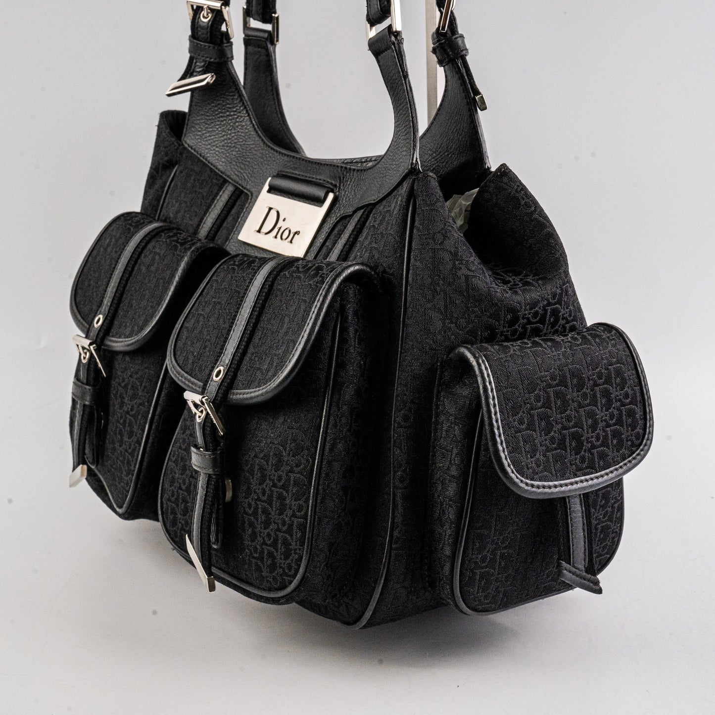 Christian Dior Canvas Shoulder Bag Black