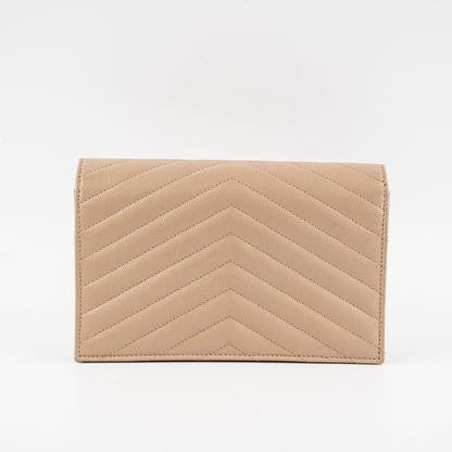 Saint Laurent Cassandre Envelope Wallet on Chain WOC Beige