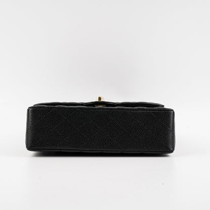 Chanel Caviar Small Double Classic Flap Black Microchip