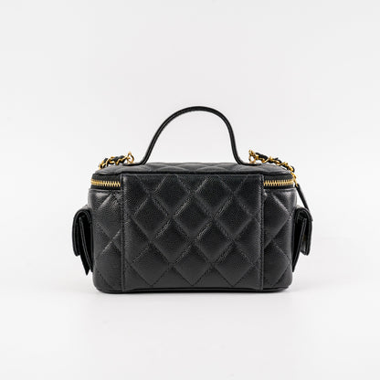 Chanel Caviar Multi Pocket Vanity Black Microchip