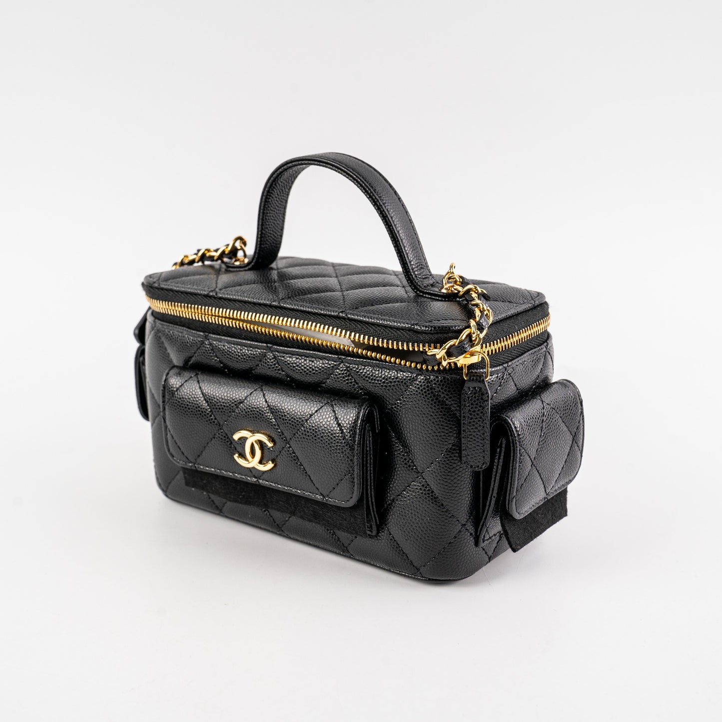 Chanel Caviar Multi Pocket Vanity Black Microchip