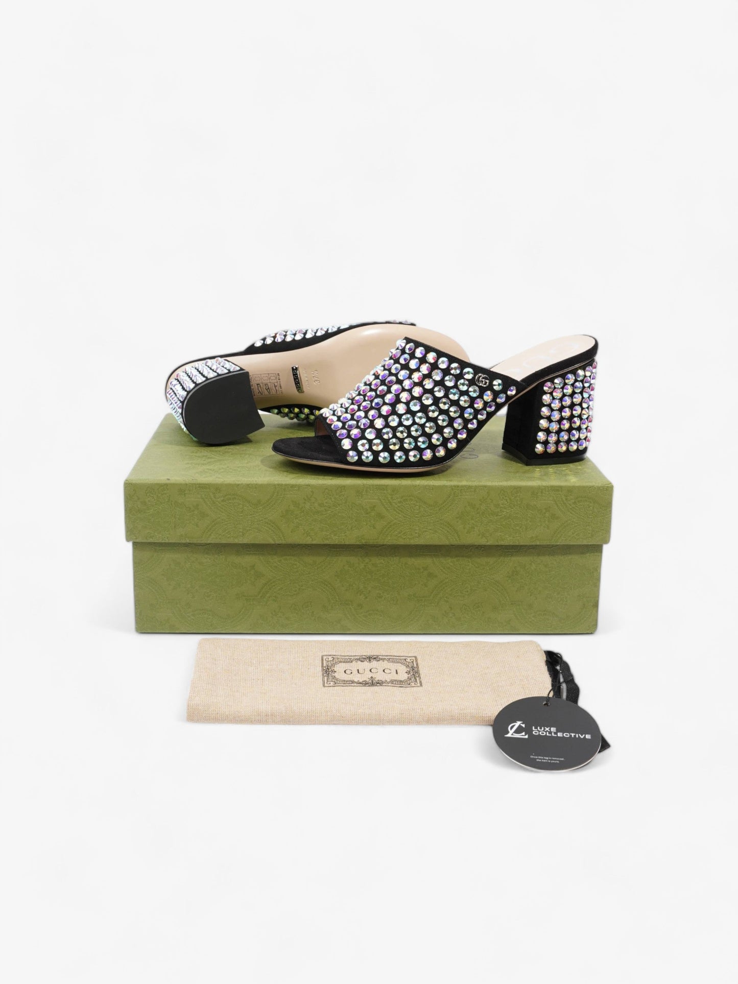 Gucci Embellished Mules 75 Black / Sequins Suede EU 37.5 UK 4.5