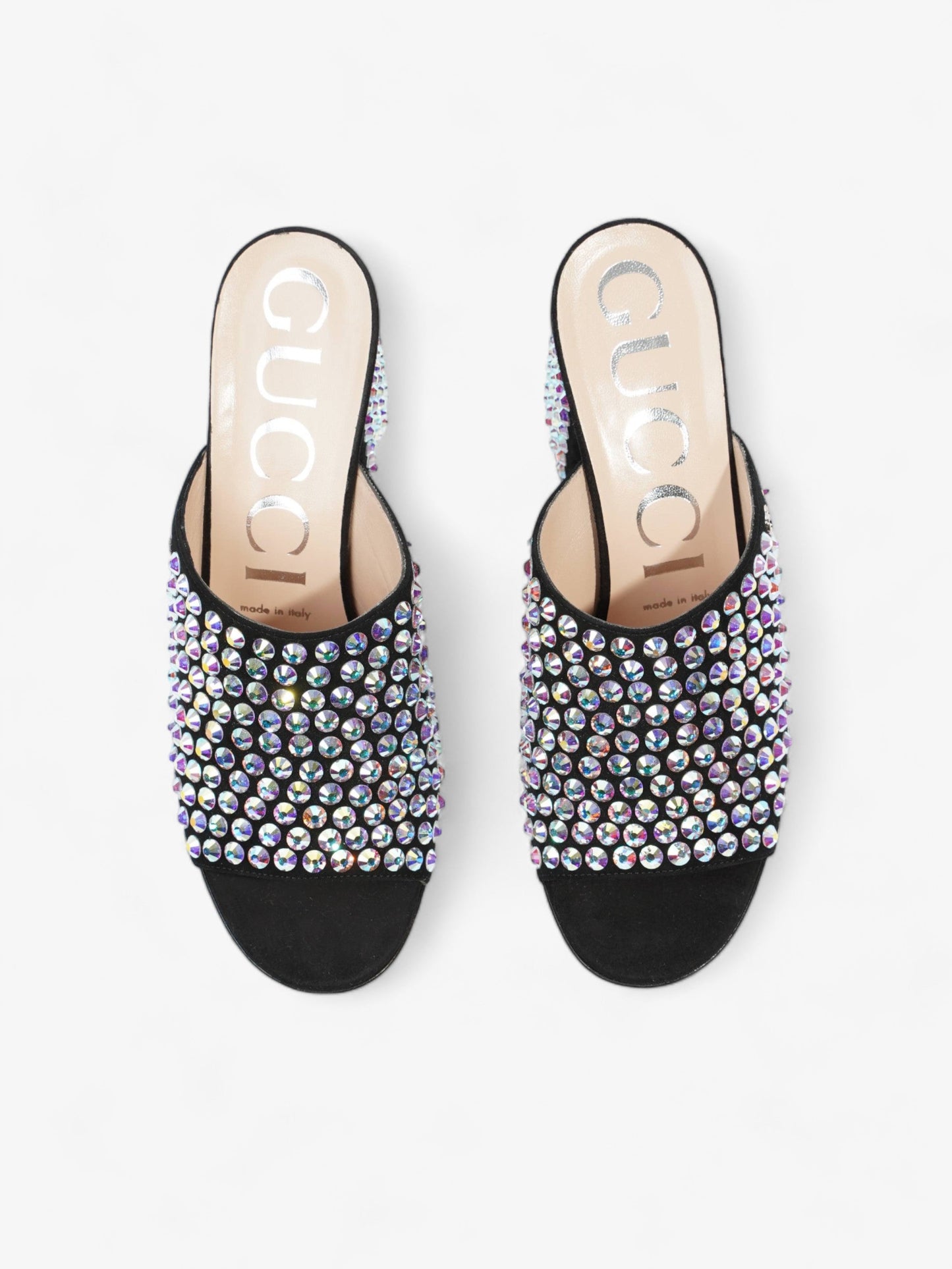 Gucci Embellished Mules 75 Black / Sequins Suede EU 37.5 UK 4.5