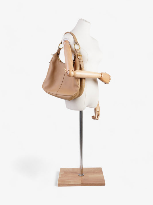 Prada Daino Shoulder Bag Beige Leather