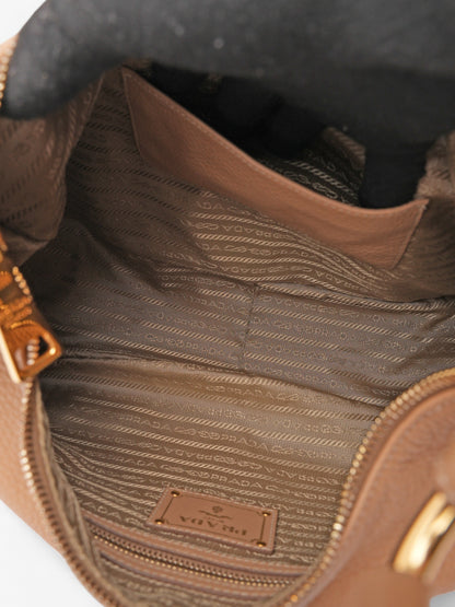 Prada Daino Shoulder Bag Beige Leather