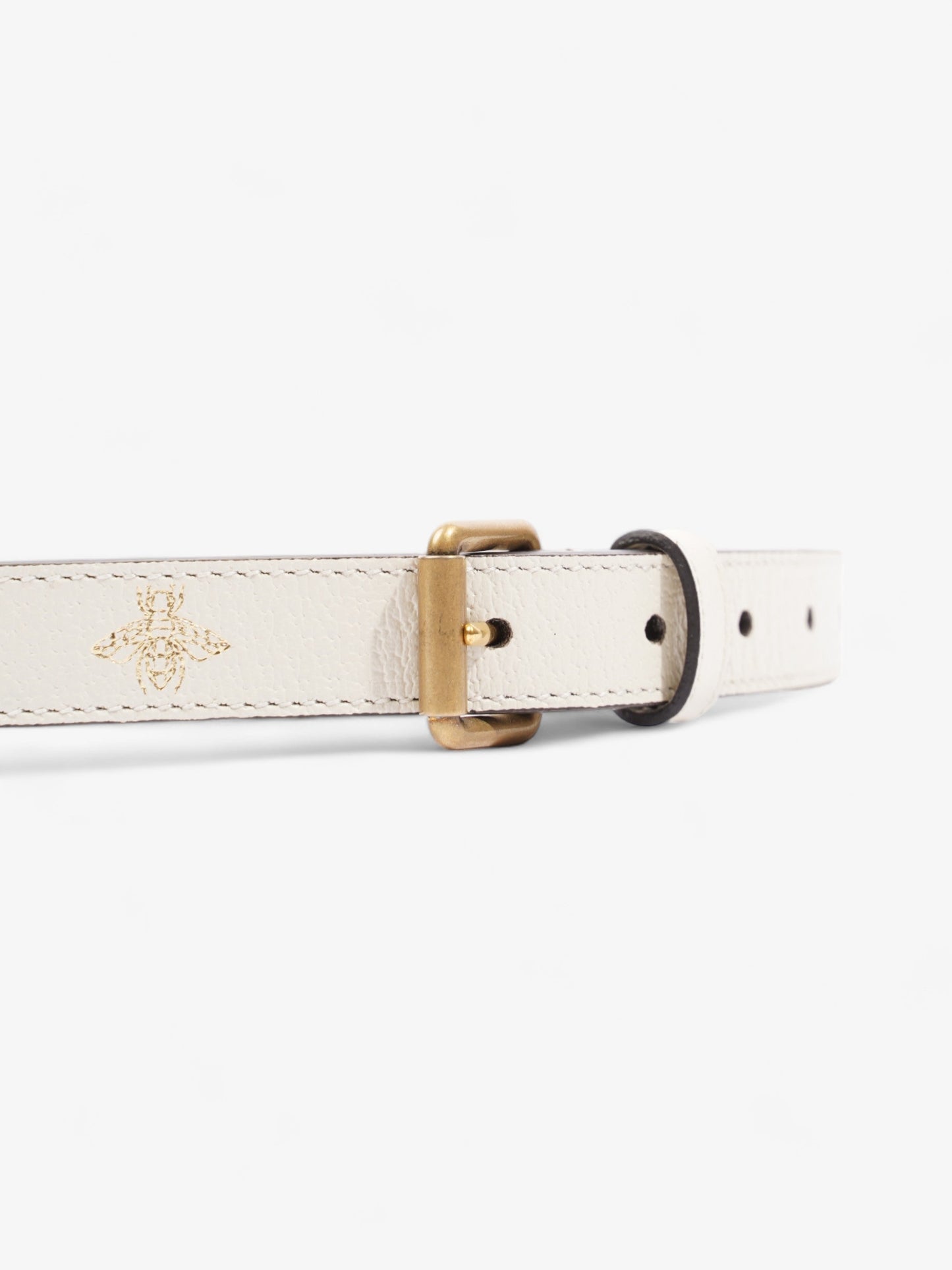Gucci Bee Star Belt White Leather 100cm 40"
